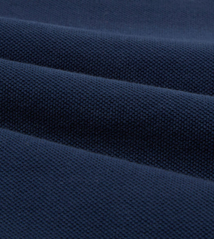 Light Navy Pique Cotton Long-Sleeve Polo Shirt