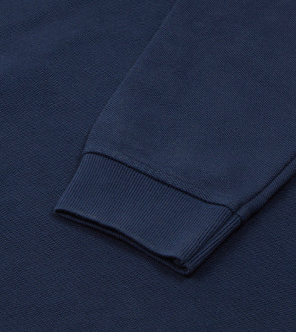 Light Navy Pique Cotton Long-Sleeve Polo Shirt