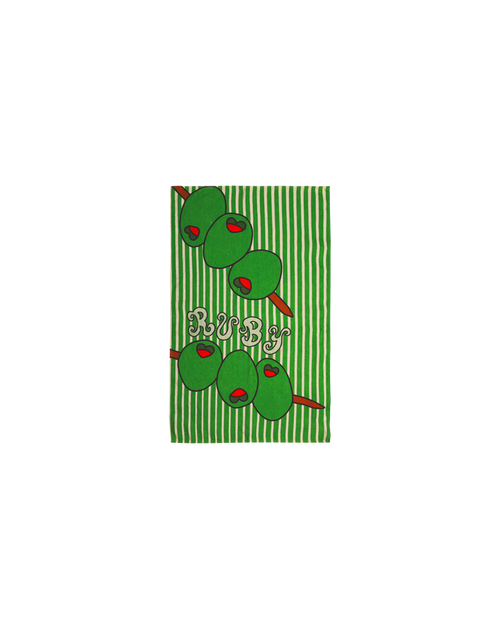 LINEN TEA TOWEL OLIVE STRIPES