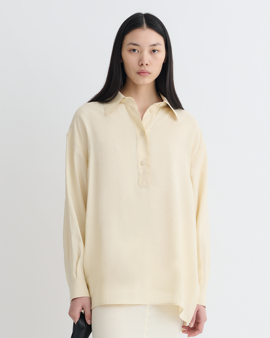 Linka - Glass Poplin Shirt - Oat