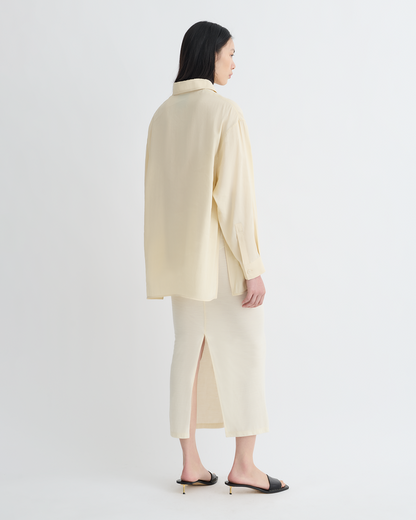 Linka - Glass Poplin Shirt - Oat
