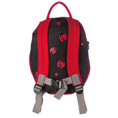 Littlelife Ladybird Kids Backpack shown from the reverse on a white background