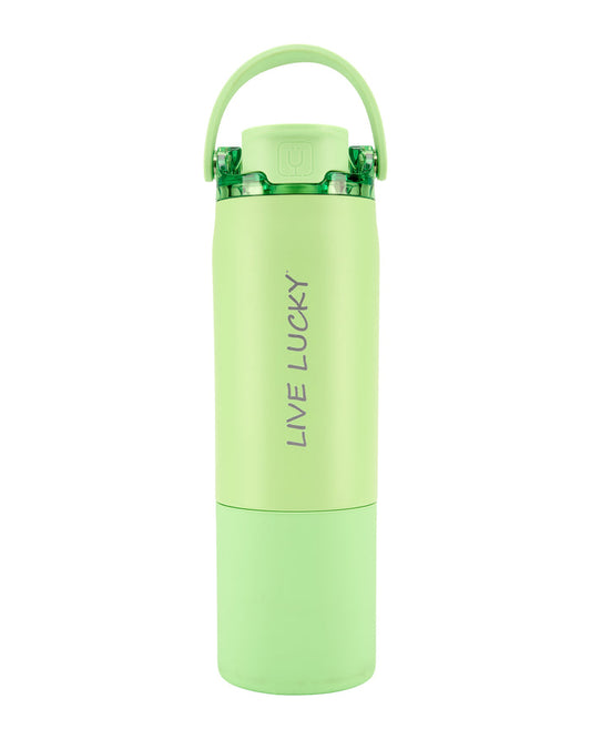 "Live Lucky" Green Wellness Water Bottle - Kiwi