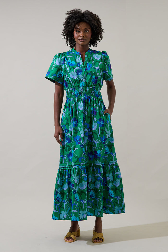 Lomeli Floral Belraj Poplin Maxi Dress