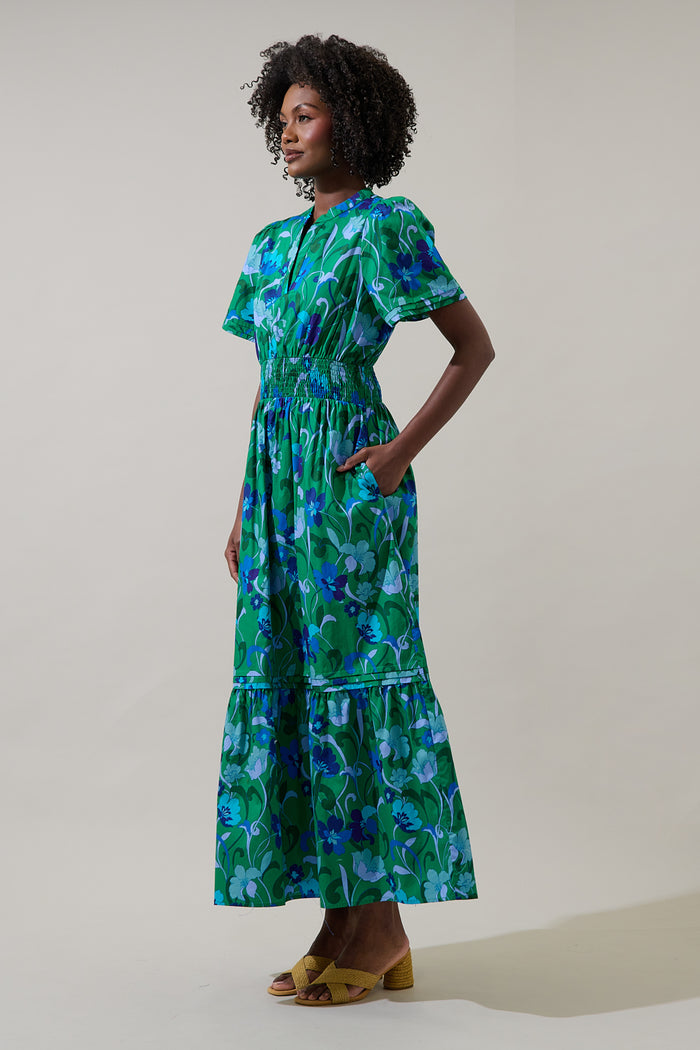Lomeli Floral Belraj Poplin Maxi Dress