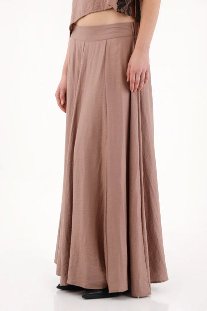 Long Satin Skirt in Brown for Women