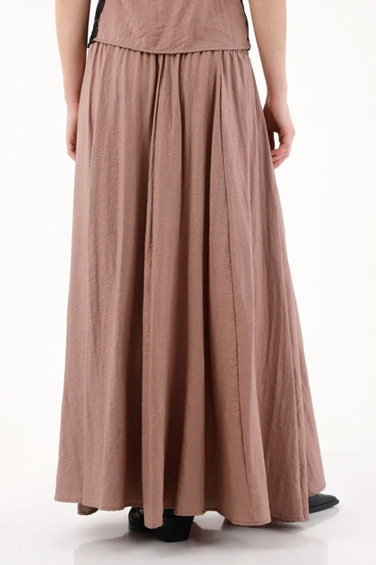 Long Satin Skirt in Brown for Women