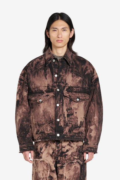 LOOSE DENIM JACKET BLEACH 42 / BROWN