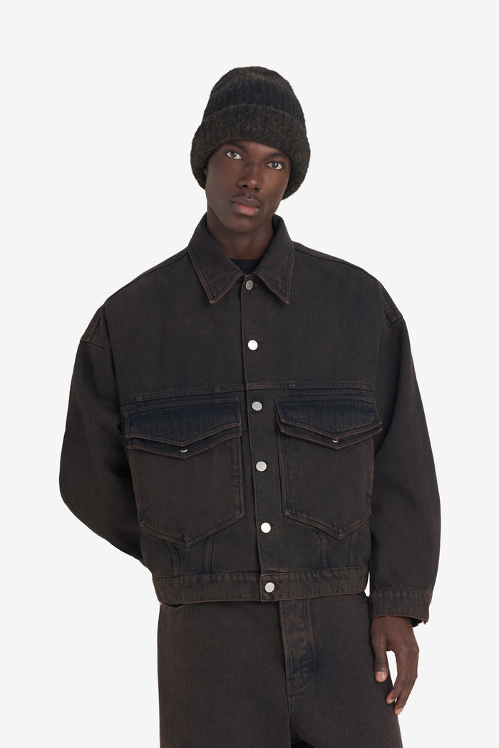 ETUDES STUDIO LOOSE DENIM JACKET DARK BROWN 2