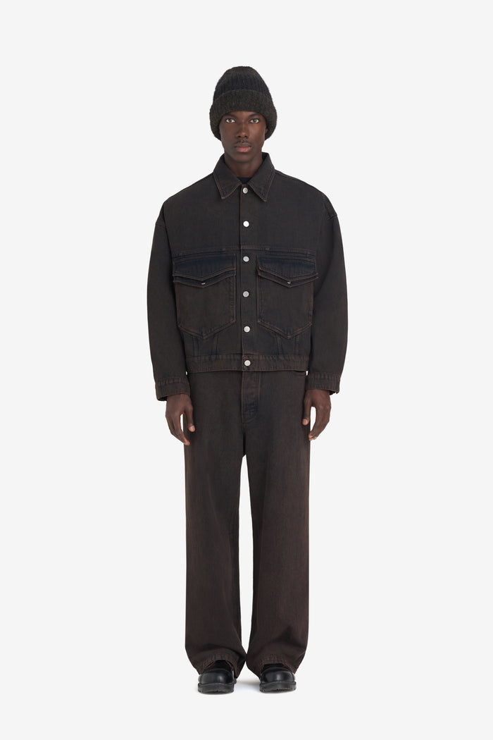ETUDES STUDIO LOOSE DENIM JACKET DARK BROWN 3