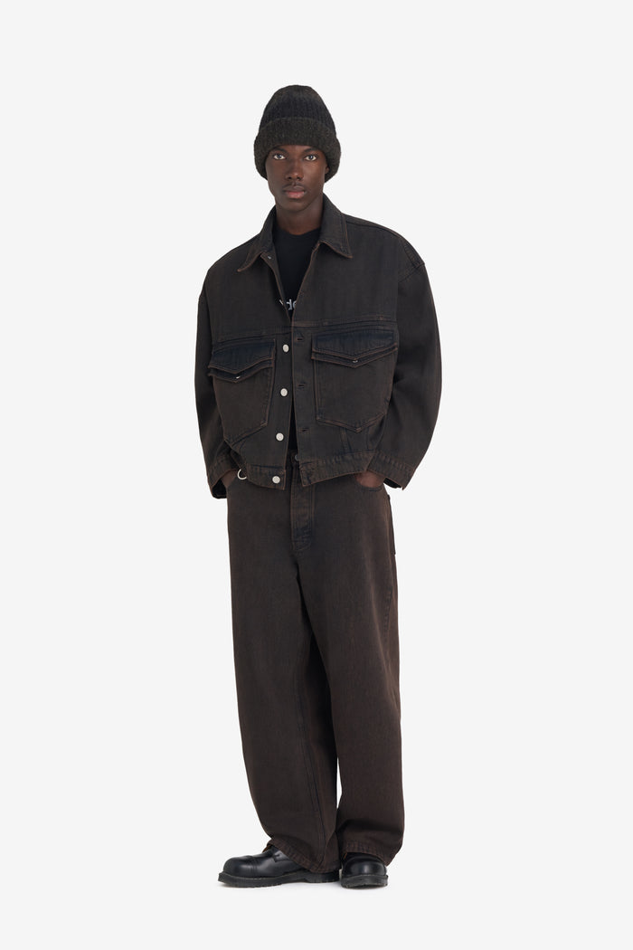 ETUDES STUDIO LOOSE DENIM JACKET DARK BROWN 4