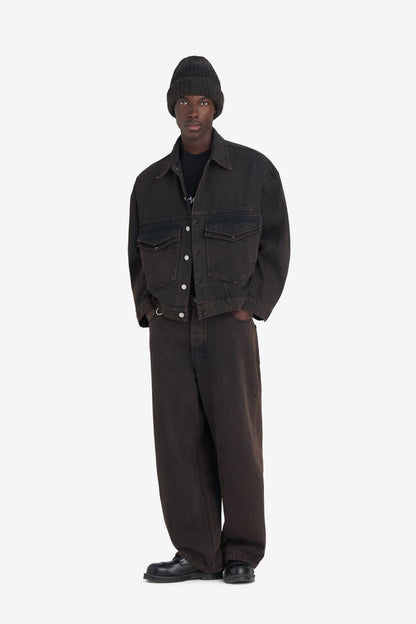 ETUDES STUDIO LOOSE DENIM JACKET DARK BROWN 4