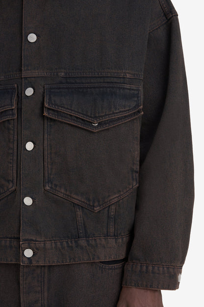 ETUDES STUDIO LOOSE DENIM JACKET DARK BROWN 5