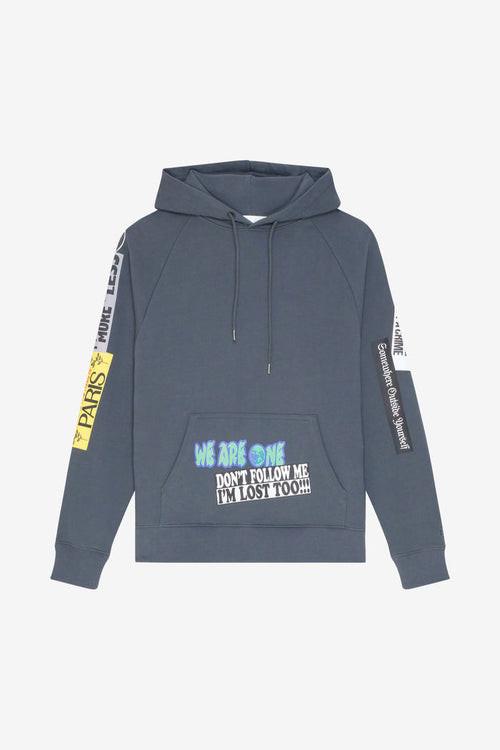 ETUDES STUDIO LOOSE HOODIE STICKERS DK GREY 1