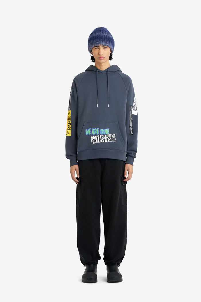 ETUDES STUDIO LOOSE HOODIE STICKERS DK GREY 2