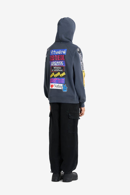 ETUDES STUDIO LOOSE HOODIE STICKERS DK GREY 3