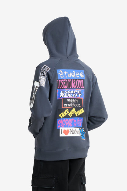 ETUDES STUDIO LOOSE HOODIE STICKERS DK GREY 5