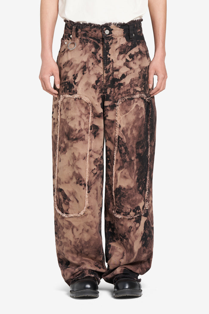 LOOSE JEANS PATCH BLEACH 42 / BROWN