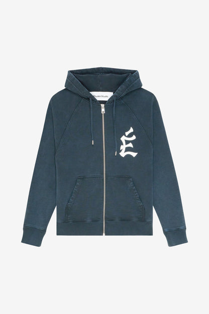 ETUDES STUDIO LOOSE ZIPPED HOODIE EMB NAVY 1