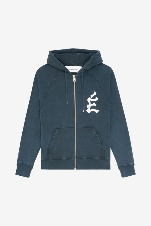 ETUDES STUDIO LOOSE ZIPPED HOODIE EMB NAVY 1