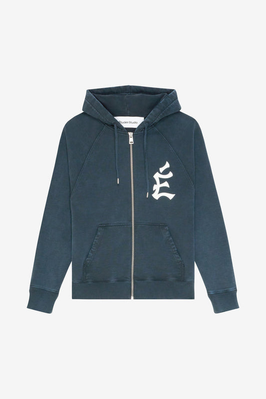 ETUDES STUDIO LOOSE ZIPPED HOODIE EMB NAVY 1