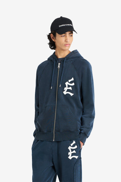 ETUDES STUDIO LOOSE ZIPPED HOODIE EMB NAVY 3