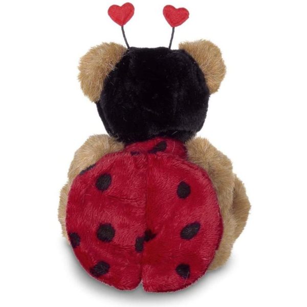 Love Bug Plush Stuffed Teddy Bear in Ladybug Suit and Holding Heart Back