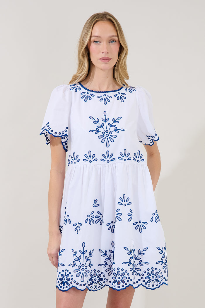 Lurina Embroidered Babydoll Mini Dress