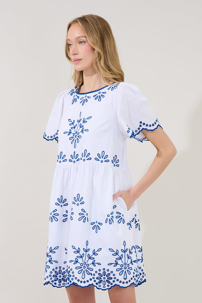 Lurina Embroidered Babydoll Mini Dress