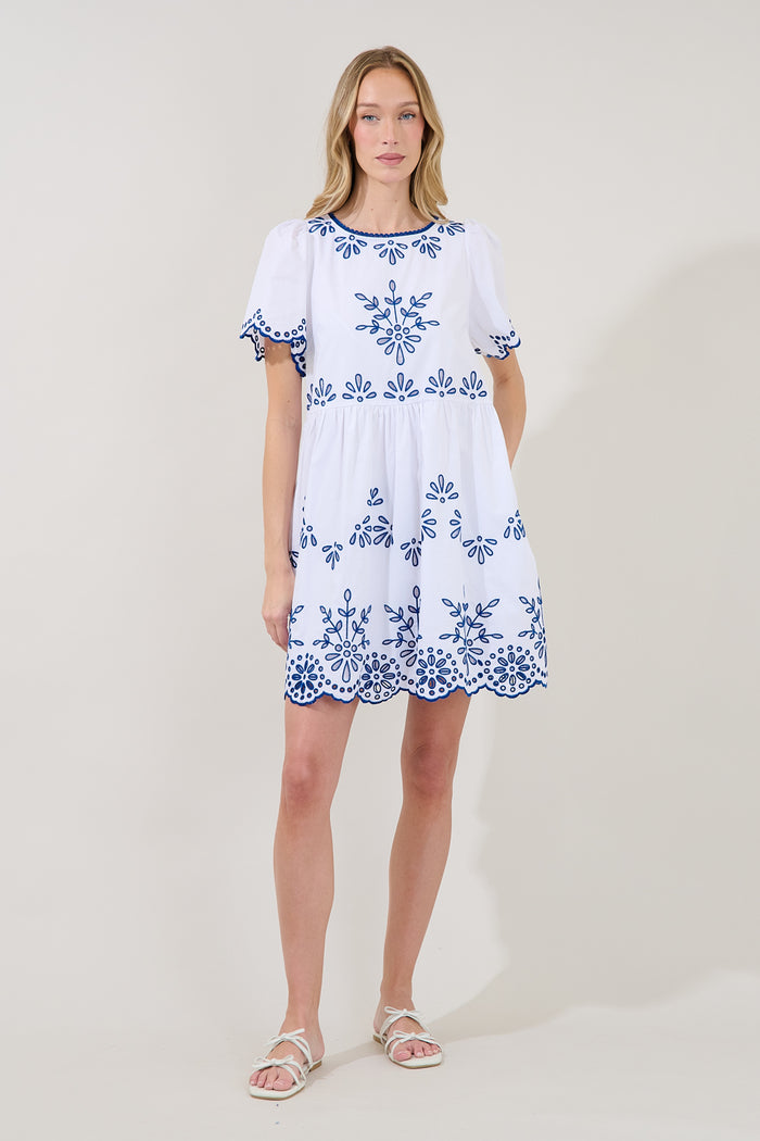 Lurina Embroidered Babydoll Mini Dress