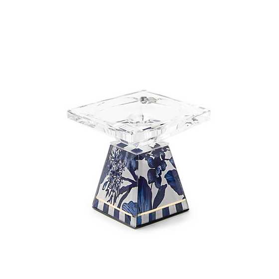 blue and white floral candle holder