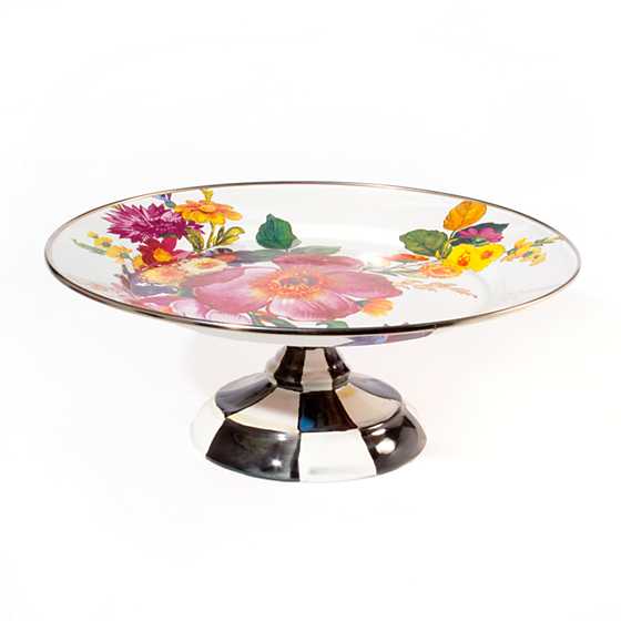 Mackenzie-Childs Pedestal Platter White Flower Market