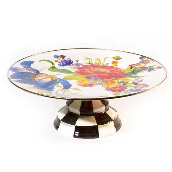 Mackenzie-Childs Pedestal Platter White Flower Market