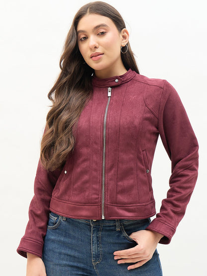 Madame Snap Button Collar Plum Jacket