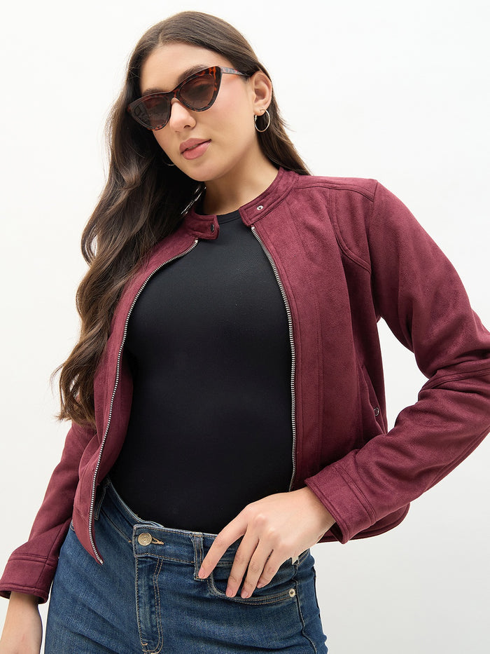 Madame Snap Button Collar Plum Jacket
