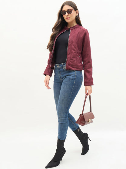 Madame Snap Button Collar Plum Jacket