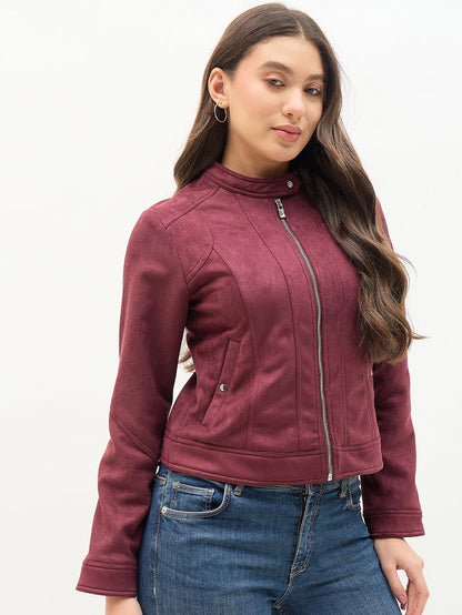 Madame Snap Button Collar Plum Jacket