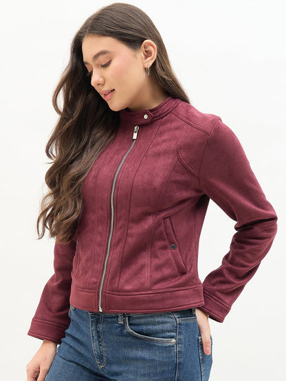 Madame Snap Button Collar Plum Jacket