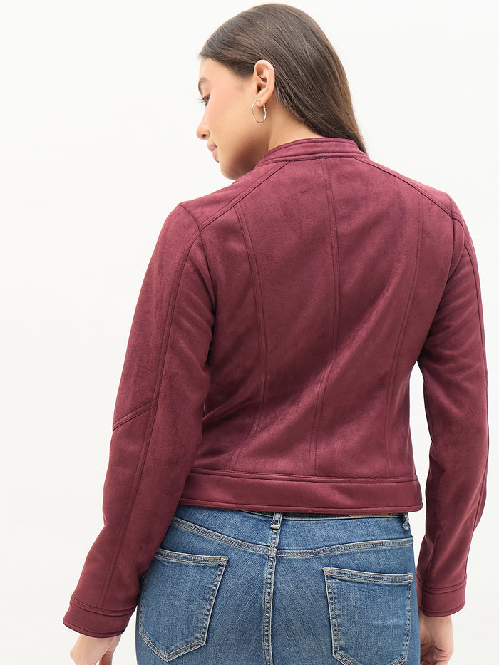 Madame Snap Button Collar Plum Jacket