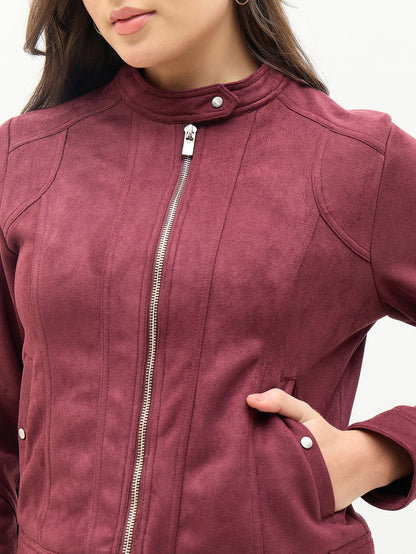 Madame Snap Button Collar Plum Jacket