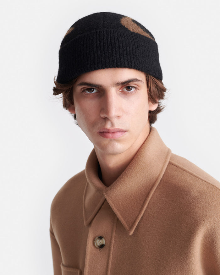Madis - Brushed alpaca beanie - Black/Brown