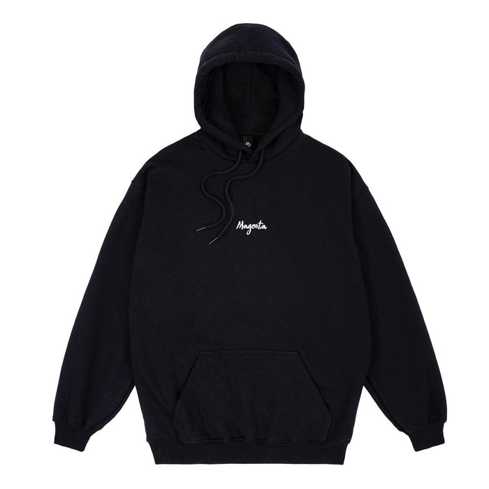 Magenta Script Hoodie Black