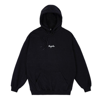 Magenta Script Hoodie Black