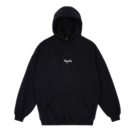 Magenta Script Hoodie Black