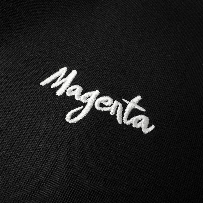 Magenta Script Hoodie Black