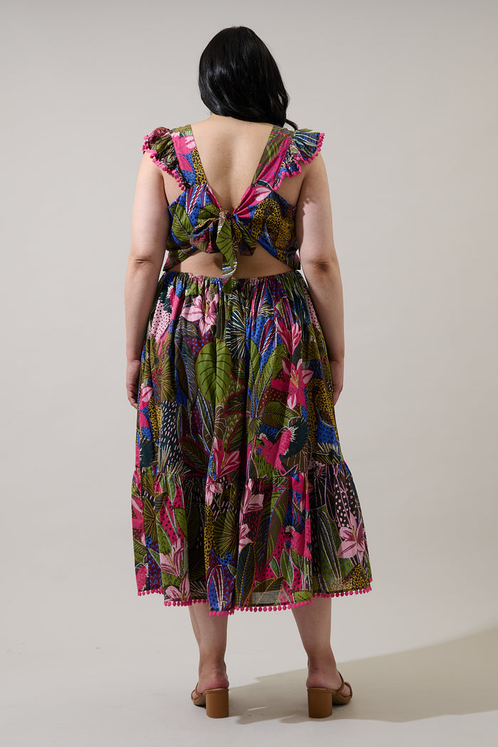 Maira Open Back Midi Dress Jenla Tropical Curve