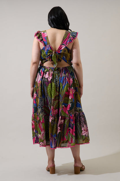 Maira Open Back Midi Dress Jenla Tropical Curve