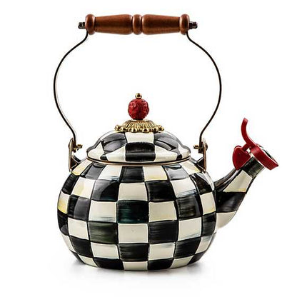Mackenzie Childs Courtley Check Whistling Tea Kettle