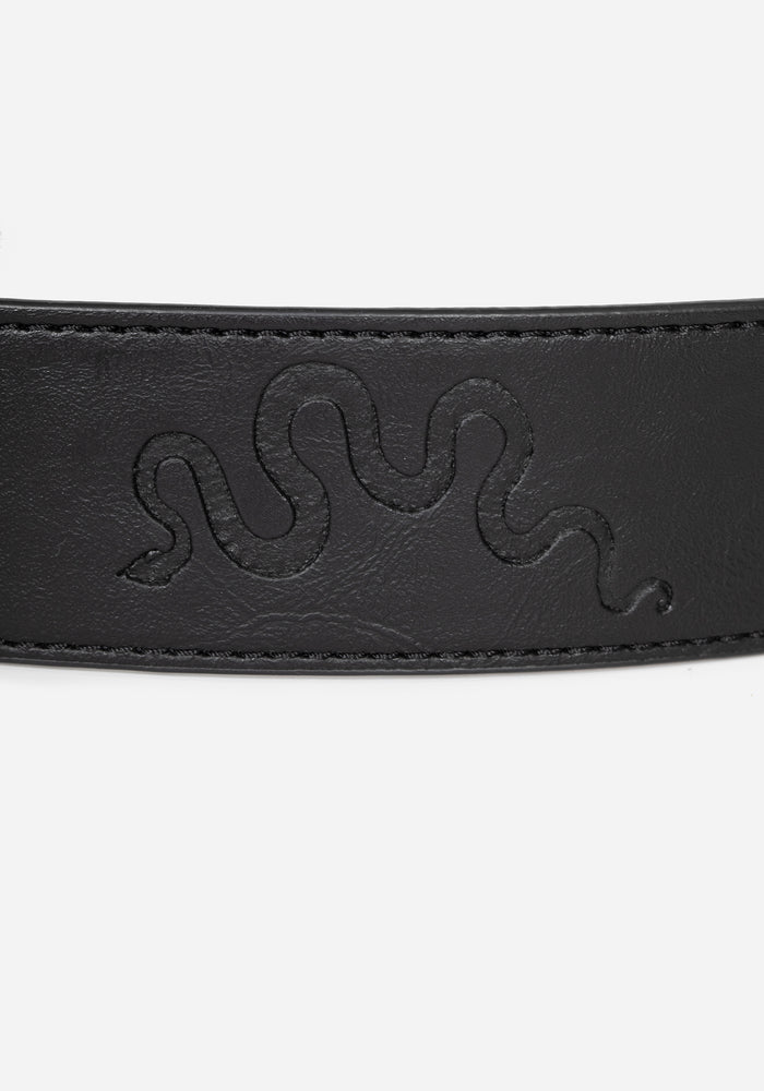 Mamba Debossed Belt With Snake Buckle - Brass