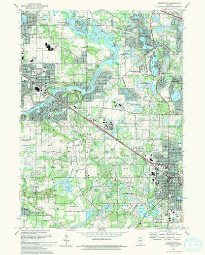 Map of Barrington, Illinois by USGS, 1993 – Lake Zurich, Fox River & Cuba Marsh Forest Preserve